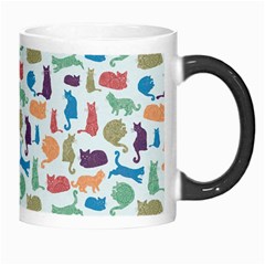 Blue Colorful Cats Silhouettes Pattern Morph Mugs from ArtsNow.com Right