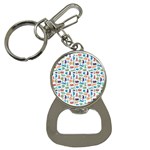 Blue Colorful Cats Silhouettes Pattern Bottle Opener Key Chains