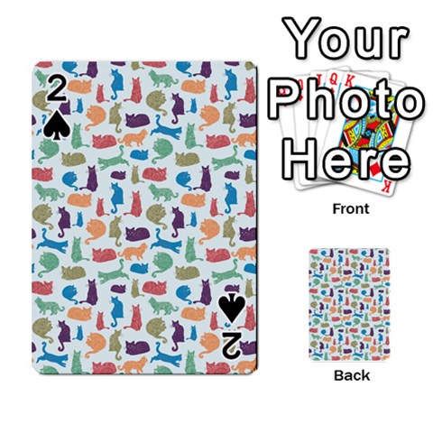 Blue Colorful Cats Silhouettes Pattern Playing Cards 54 Designs  from ArtsNow.com Front - Spade2