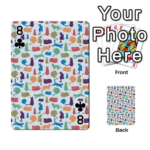 Blue Colorful Cats Silhouettes Pattern Playing Cards 54 Designs  from ArtsNow.com Front - Club8