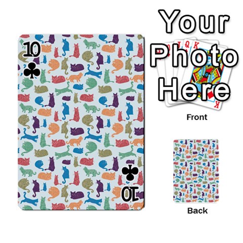 Blue Colorful Cats Silhouettes Pattern Playing Cards 54 Designs  from ArtsNow.com Front - Club10