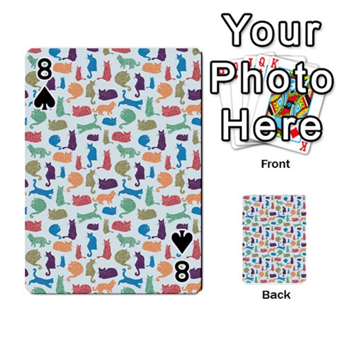 Blue Colorful Cats Silhouettes Pattern Playing Cards 54 Designs  from ArtsNow.com Front - Spade8