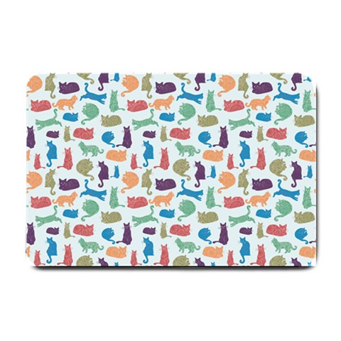 Blue Colorful Cats Silhouettes Pattern Small Doormat  from ArtsNow.com 24 x16  Door Mat