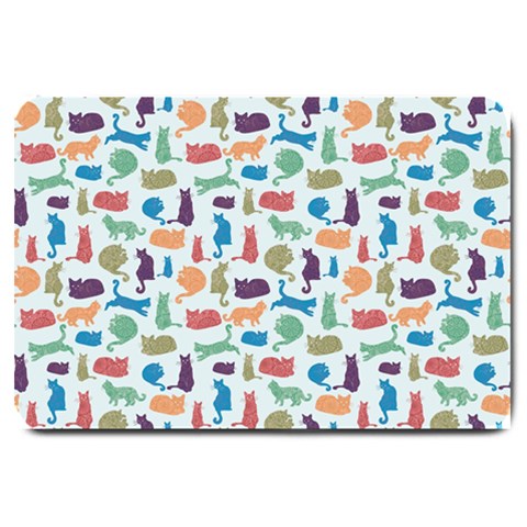 Blue Colorful Cats Silhouettes Pattern Large Doormat  from ArtsNow.com 30 x20  Door Mat