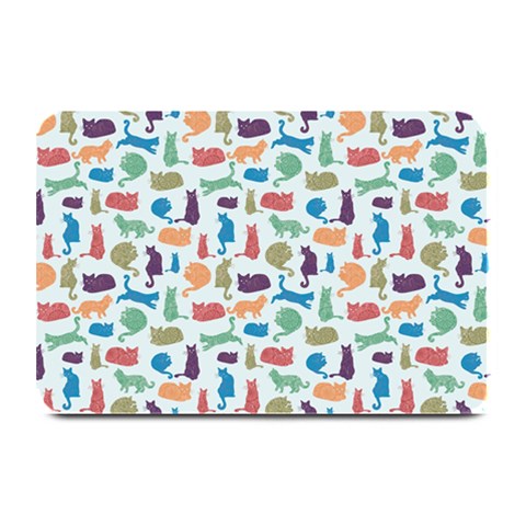Blue Colorful Cats Silhouettes Pattern Plate Mats from ArtsNow.com 18 x12  Plate Mat