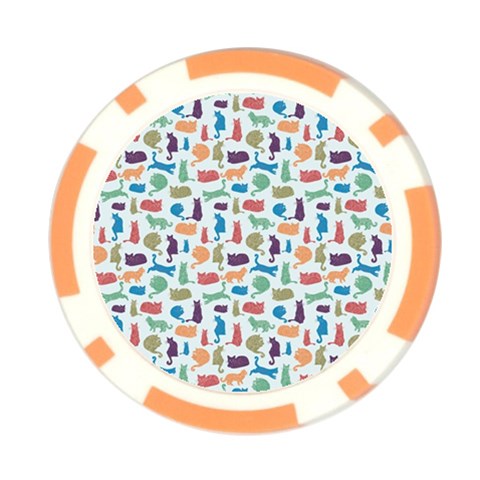 Blue Colorful Cats Silhouettes Pattern Poker Chip Card Guards from ArtsNow.com Front