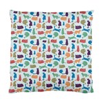 Blue Colorful Cats Silhouettes Pattern Standard Cushion Case (One Side) 