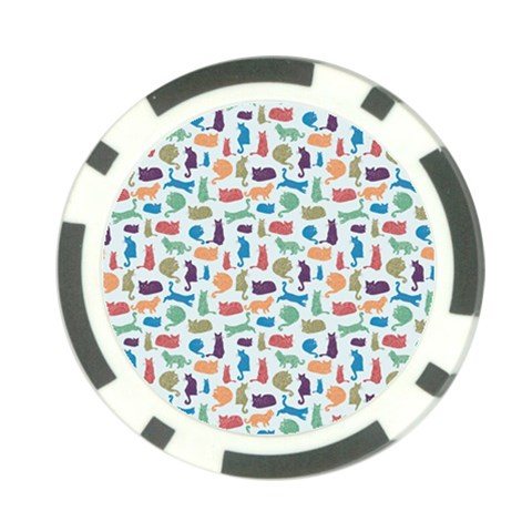 Blue Colorful Cats Silhouettes Pattern Poker Chip Card Guards (10 pack)  from ArtsNow.com Front