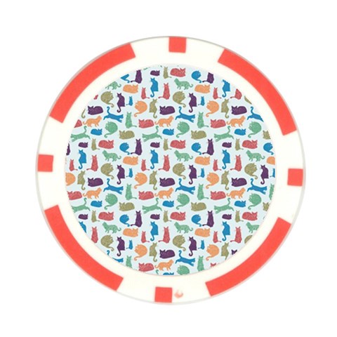 Blue Colorful Cats Silhouettes Pattern Poker Chip Card Guards (10 pack)  from ArtsNow.com Front