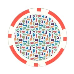 Blue Colorful Cats Silhouettes Pattern Poker Chip Card Guards (10 pack)  from ArtsNow.com Back