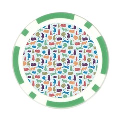 Blue Colorful Cats Silhouettes Pattern Poker Chip Card Guards (10 pack)  from ArtsNow.com Back