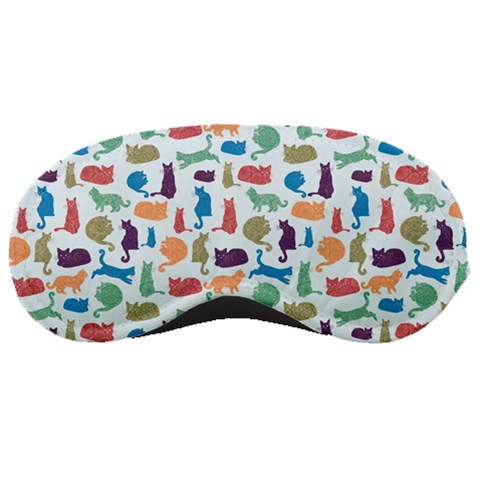 Blue Colorful Cats Silhouettes Pattern Sleeping Masks from ArtsNow.com Front
