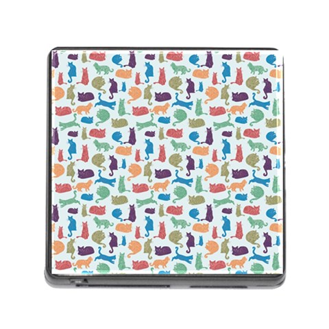 Blue Colorful Cats Silhouettes Pattern Memory Card Reader (Square) from ArtsNow.com Front