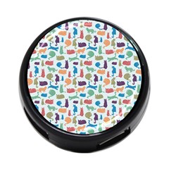 Blue Colorful Cats Silhouettes Pattern 4 Back