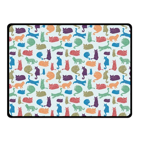 Blue Colorful Cats Silhouettes Pattern Fleece Blanket (Small) from ArtsNow.com 50 x40  Blanket Front