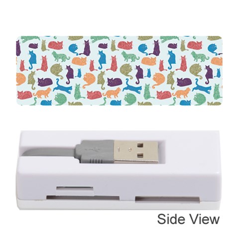 Blue Colorful Cats Silhouettes Pattern Memory Card Reader (Stick)  from ArtsNow.com Front