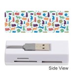 Blue Colorful Cats Silhouettes Pattern Memory Card Reader (Stick) 