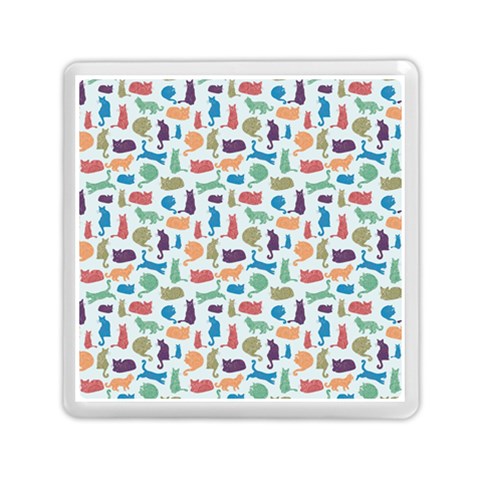 Blue Colorful Cats Silhouettes Pattern Memory Card Reader (Square)  from ArtsNow.com Front