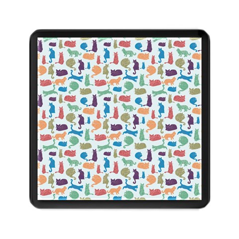 Blue Colorful Cats Silhouettes Pattern Memory Card Reader (Square)  from ArtsNow.com Front