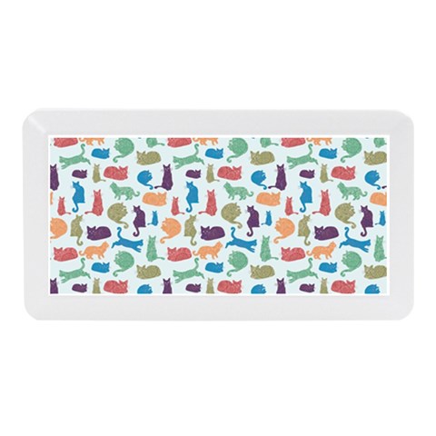 Blue Colorful Cats Silhouettes Pattern Memory Card Reader (Mini) from ArtsNow.com Front