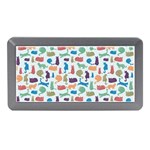 Blue Colorful Cats Silhouettes Pattern Memory Card Reader (Mini)