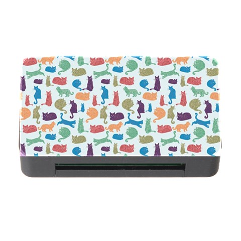 Blue Colorful Cats Silhouettes Pattern Memory Card Reader with CF from ArtsNow.com Front