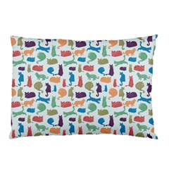 Blue Colorful Cats Silhouettes Pattern Pillow Cases (Two Sides) from ArtsNow.com Back