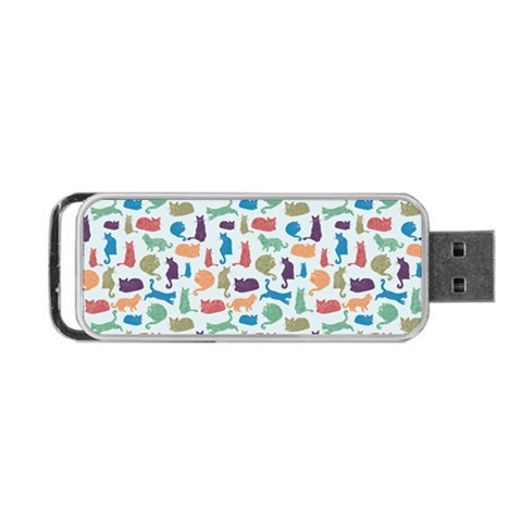 Blue Colorful Cats Silhouettes Pattern Portable USB Flash (Two Sides) from ArtsNow.com Front
