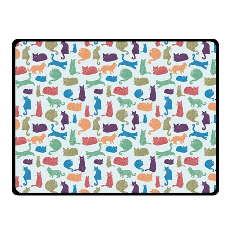 Blue Colorful Cats Silhouettes Pattern Double Sided Fleece Blanket (Small)  from ArtsNow.com 45 x34  Blanket Front