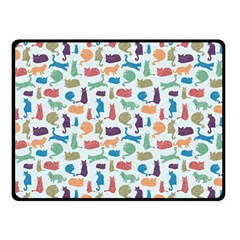 Blue Colorful Cats Silhouettes Pattern Double Sided Fleece Blanket (Small)  from ArtsNow.com 45 x34  Blanket Front