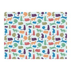 Blue Colorful Cats Silhouettes Pattern Double Sided Flano Blanket (Mini)  from ArtsNow.com 35 x27  Blanket Front