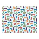 Blue Colorful Cats Silhouettes Pattern Double Sided Flano Blanket (Mini) 