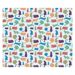 Blue Colorful Cats Silhouettes Pattern Double Sided Flano Blanket (Small)  from ArtsNow.com 50 x40  Blanket Back