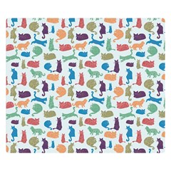 Blue Colorful Cats Silhouettes Pattern Double Sided Flano Blanket (Small)  from ArtsNow.com 50 x40  Blanket Back