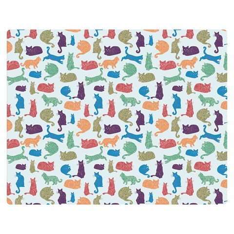 Blue Colorful Cats Silhouettes Pattern Double Sided Flano Blanket (Medium)  from ArtsNow.com 60 x50  Blanket Back