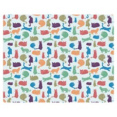 Blue Colorful Cats Silhouettes Pattern Double Sided Flano Blanket (Medium)  from ArtsNow.com 60 x50  Blanket Back