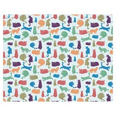 Blue Colorful Cats Silhouettes Pattern Double Sided Flano Blanket (Medium)  from ArtsNow.com 60 x50  Blanket Back