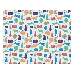 Blue Colorful Cats Silhouettes Pattern Double Sided Flano Blanket (Large)  from ArtsNow.com Blanket Back