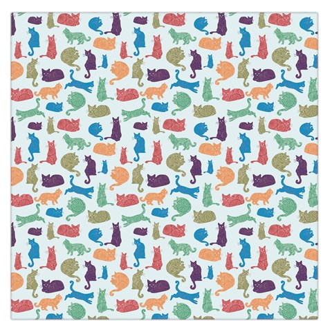 Blue Colorful Cats Silhouettes Pattern Large Satin Scarf (Square) from ArtsNow.com Front
