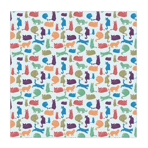 Blue Colorful Cats Silhouettes Pattern Duvet Cover Single Side (Full/Queen Size) from ArtsNow.com Front