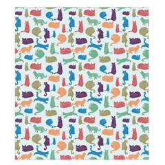 Blue Colorful Cats Silhouettes Pattern Duvet Cover (King Size) from ArtsNow.com Back