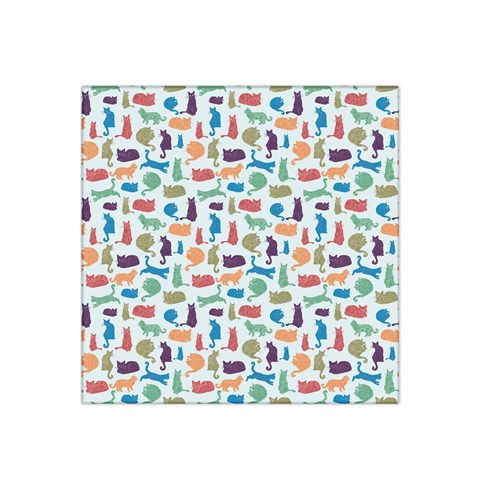 Blue Colorful Cats Silhouettes Pattern Satin Bandana Scarf from ArtsNow.com Front