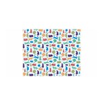 Blue Colorful Cats Silhouettes Pattern Satin Wrap