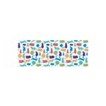 Blue Colorful Cats Silhouettes Pattern Satin Scarf (Oblong)