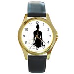 Blackshadow_768768 Round Gold Metal Watch