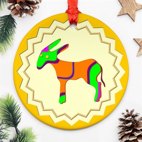 Funky Donkey Ornament (Round) from ArtsNow.com Front
