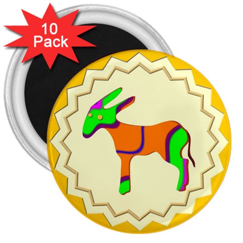 Funky Donkey 3  Magnet (10 pack) from ArtsNow.com Front