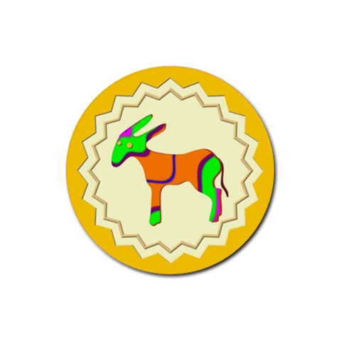 Funky Donkey Rubber Round Coaster (4 pack) from ArtsNow.com Front