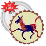 Funny Donkey 3  Button (10 pack)