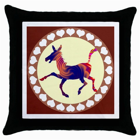 Funny Donkey Throw Pillow Case (Black) from ArtsNow.com Front